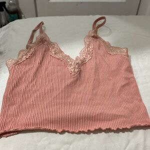 Forever 21 Pink Lace Trim Crop Top